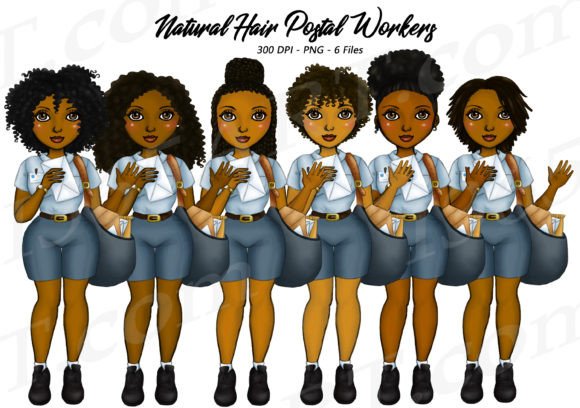 Black Women Mail Ladies Delivery Clipart: Authentic Artwork
