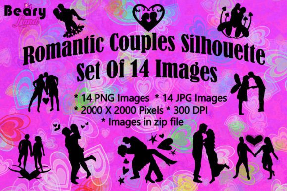 Couples Silhouettes Valentine Elements: Creative Assets for Designers