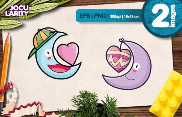 Cute Moon with Heart Cartoon: A Guide to Whimsical Design Assets