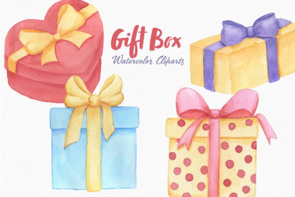 Elevate Your Projects with Gift Box Valentine Watercolor Clipart