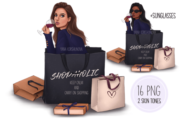 Elevate Your Projects with Shopping Clipart & Fashion Girl Art