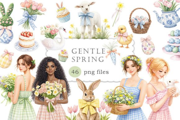 Embrace Softness: The Watercolor Gentle Spring Clipart PNG Collection