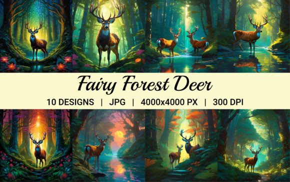 Enchant Your Projects with a Deer in a Fairy Forest Illustration