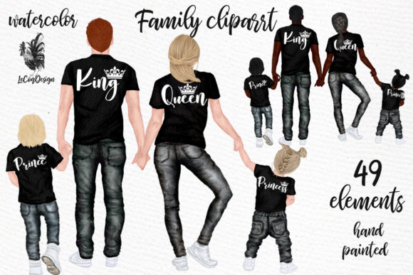 Family Clip Art: Hand-Painted Watercolor Illustrations for Creatives
