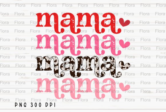 Mama Retro Valentines Day Cowhide PNG for Creative Projects