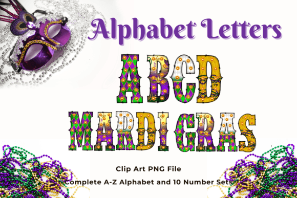 Mardi Gras Alphabet Doodle Light Set4: A Festive Digital Asset
