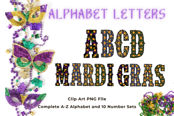 Mardi Gras Alphabet Doodle Light Set5: A Festive Design Asset