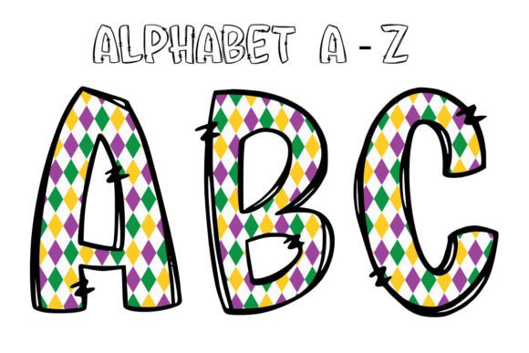 Mardi Gras Alphabet Sublimation 001: A Festive Design Asset