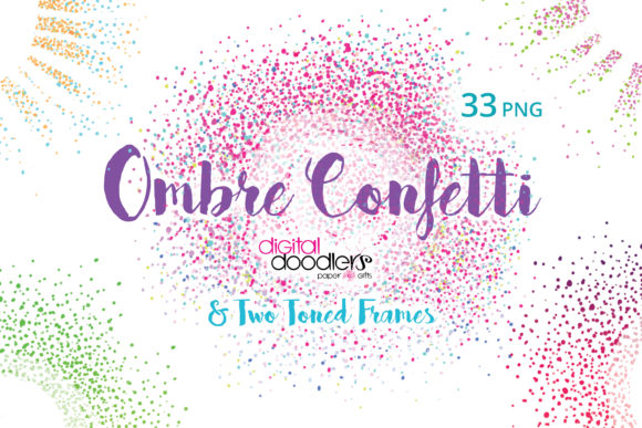 Ombre Digital Confetti Frames: Instant Festive Flair