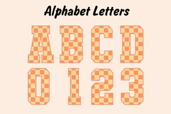 Orange Neon Checkered Alphabet: A Modern Design Asset
