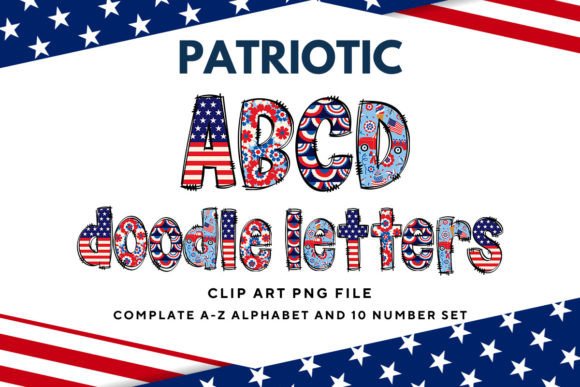 Patriotic USA Doodle Alphabet Letters7: A Creative Asset
