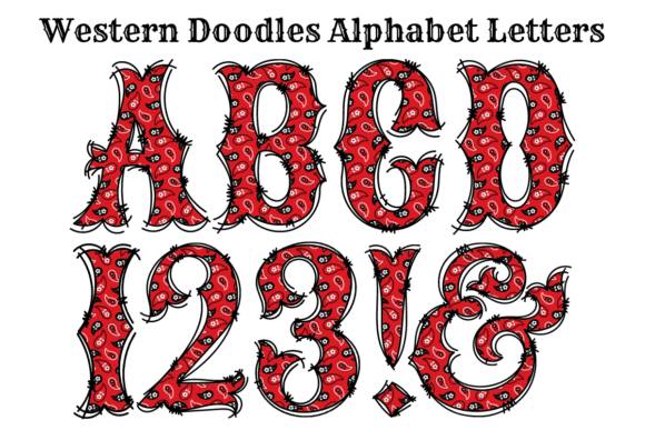 Red Bandana Doodle Alphabet Letters: A Western Design Essential