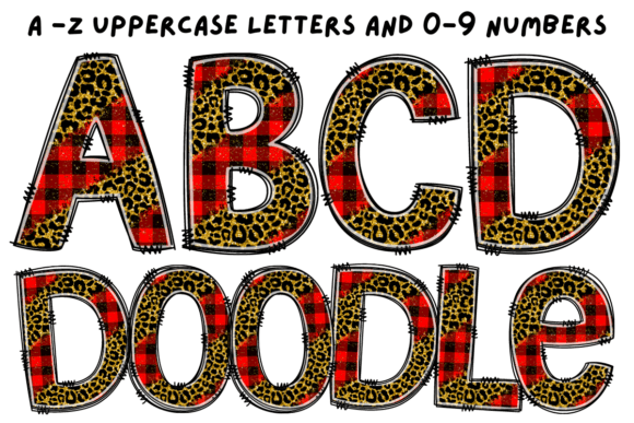 Red Plaid Glitter Leopard Alphabet: Bold Design Choices