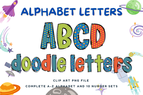 Space Doodle Alphabet: Creative Clipart for Boys