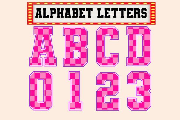 Unleash Creativity: Pink Checkered Png Neon Alphabet Set