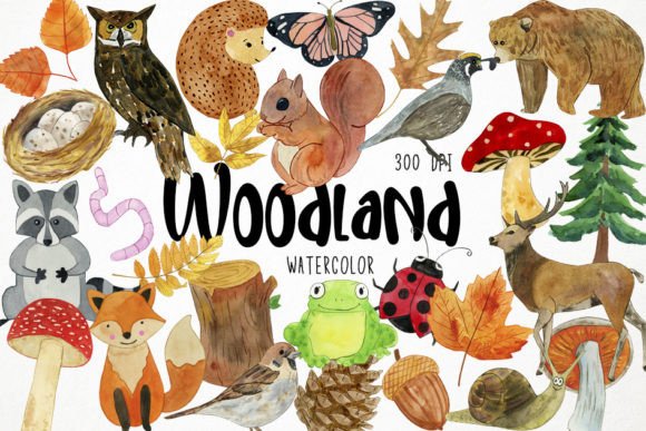 Watercolor Woodland Clipart, Forest: A Versatile Design Asset